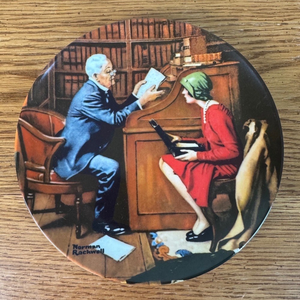 Edwin M Knowles Norman Rockwell The Professor‎ 1986 Collector Plate Wall Decor
